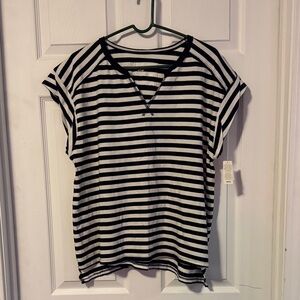 Aerie Navy and White Striped Short Sleeve Tee